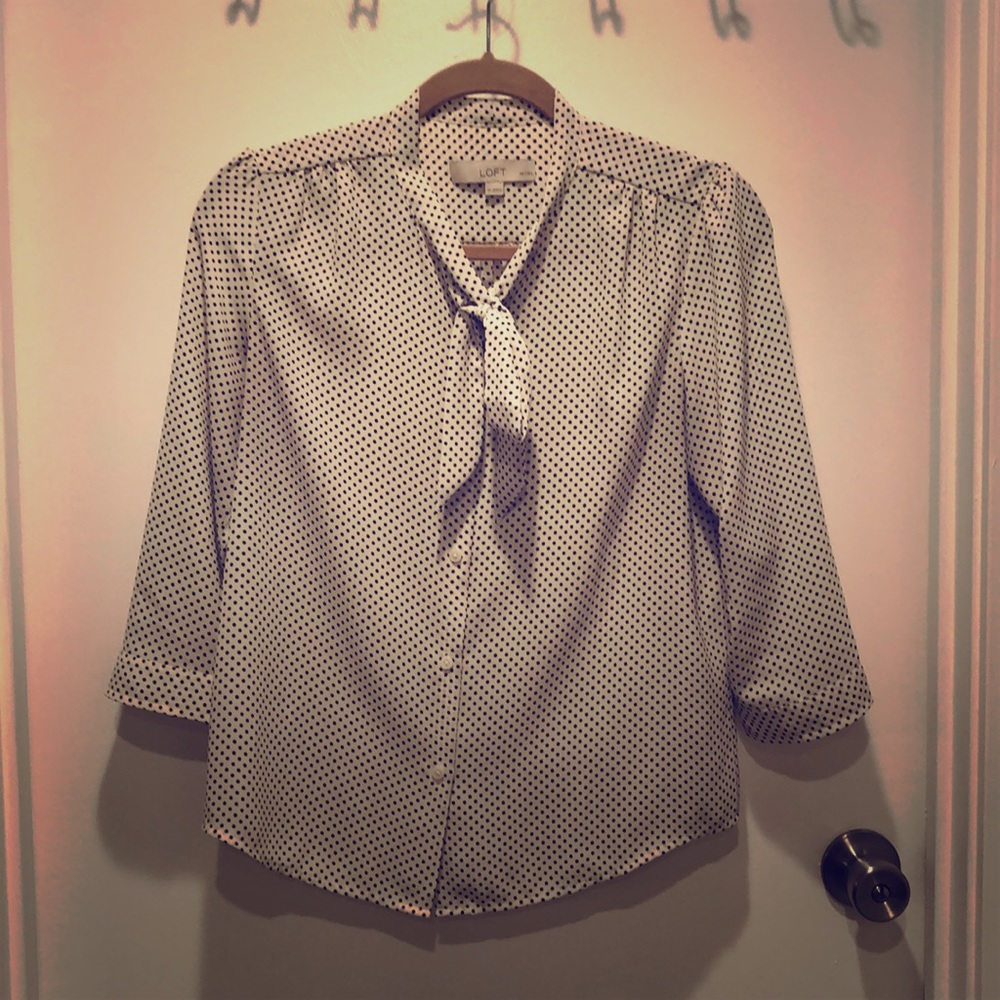 Button up polka dot blouse